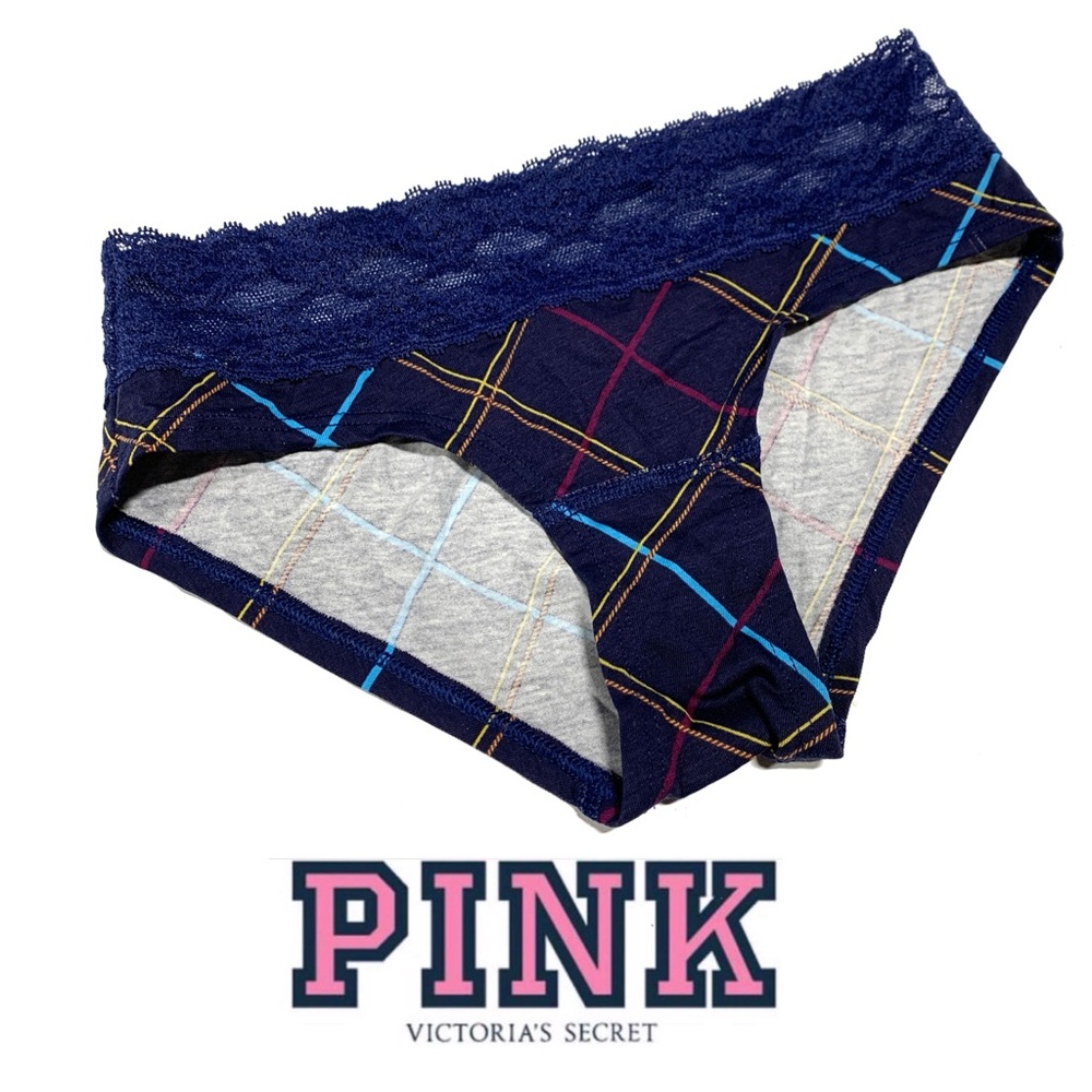 Victoria's Secret PINK Plaid Lace Trim Panties Underwear-‎ P066 Medium